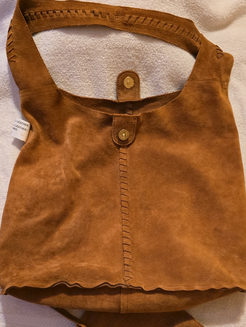 Haute Hippie Festival Suede Hobo Bag Brown Tan Whipstitch Slouchy With Pouch - Picture 13 of 16